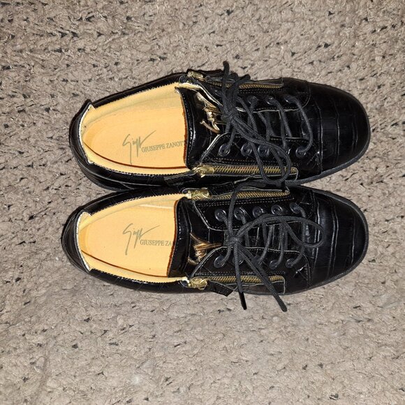 GIUSEPPE ZANOTTI-Frankie-Black Croc Low Top Casual Sneakers-Sz 42-Excellent - Picture 7 of 9
